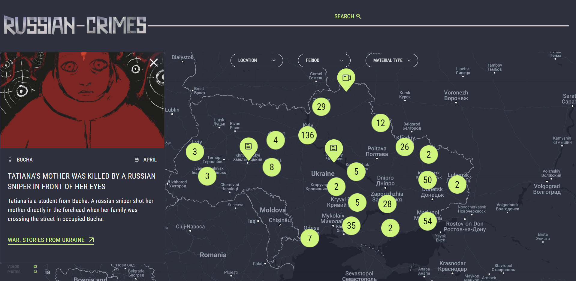 Russian Crimes interactive map